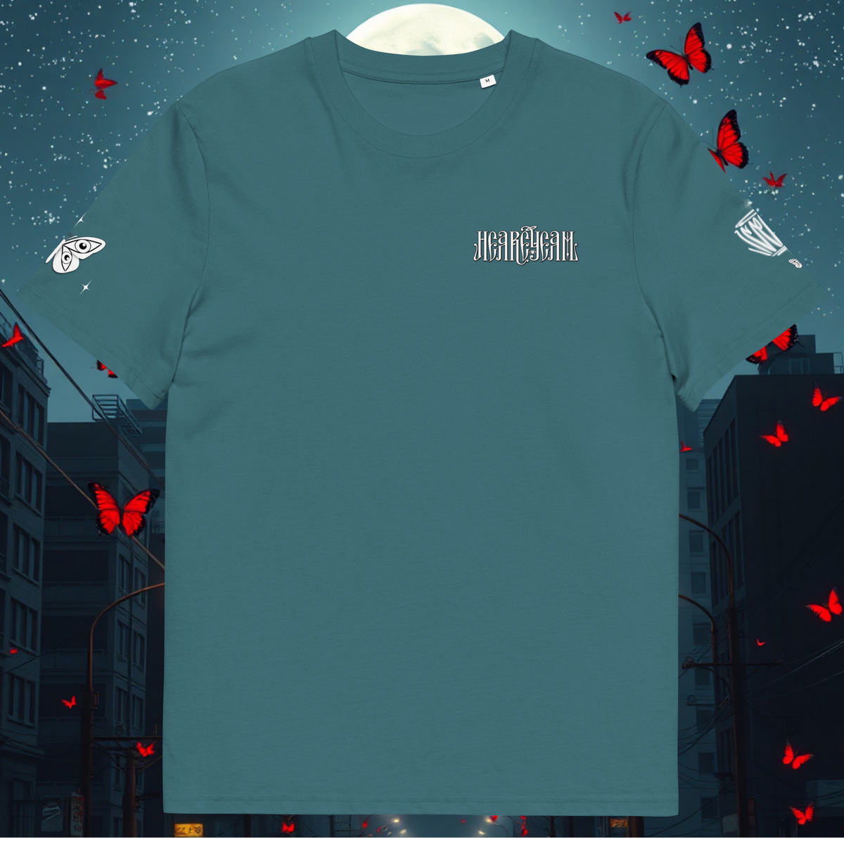 HearEyeAm | EyeF.L.Y 100% Organic Cotton (Printed) Timeless T-shirt (Rocketship Red and Stargazer Green)